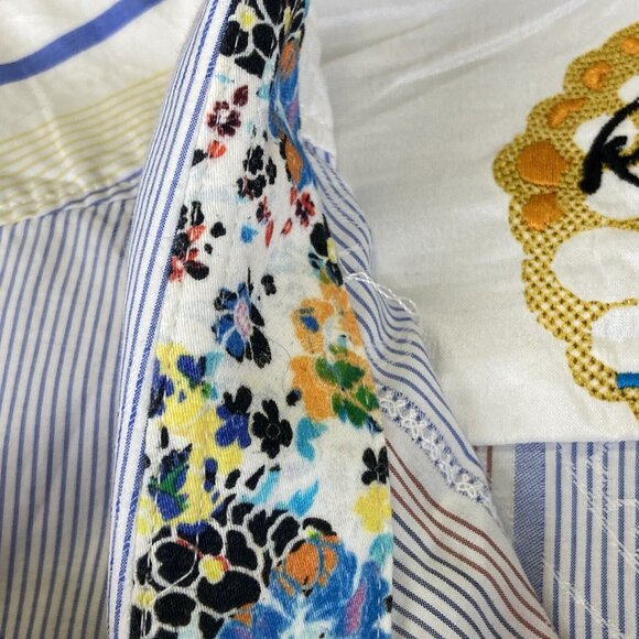 Robert Graham Men's Large Long Sleeve Striped Floral Flip Cuff Button Up Shirt - Picture 5 of 16